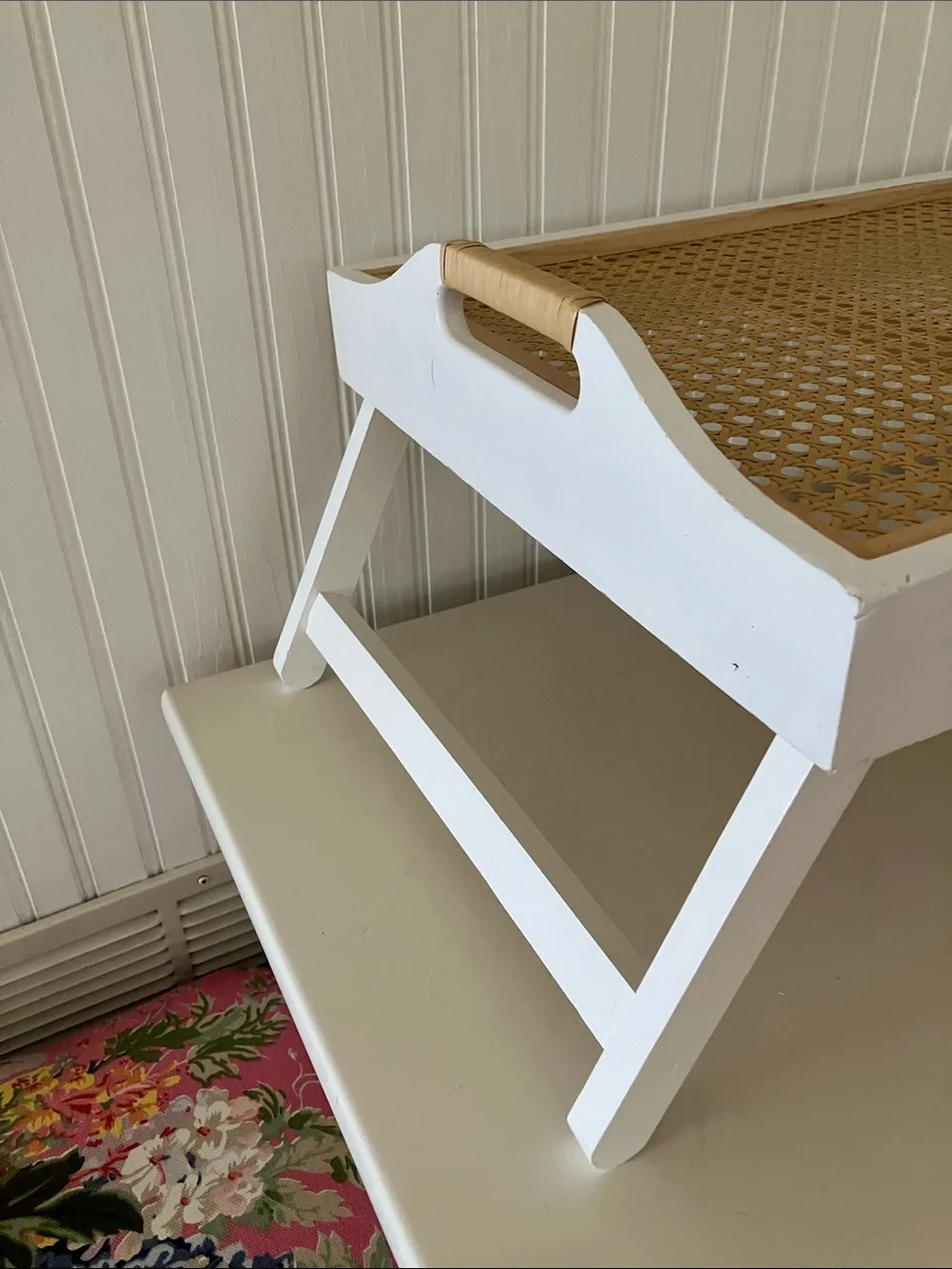 White and Natural Cane Serving Tray - Brand Unspecified